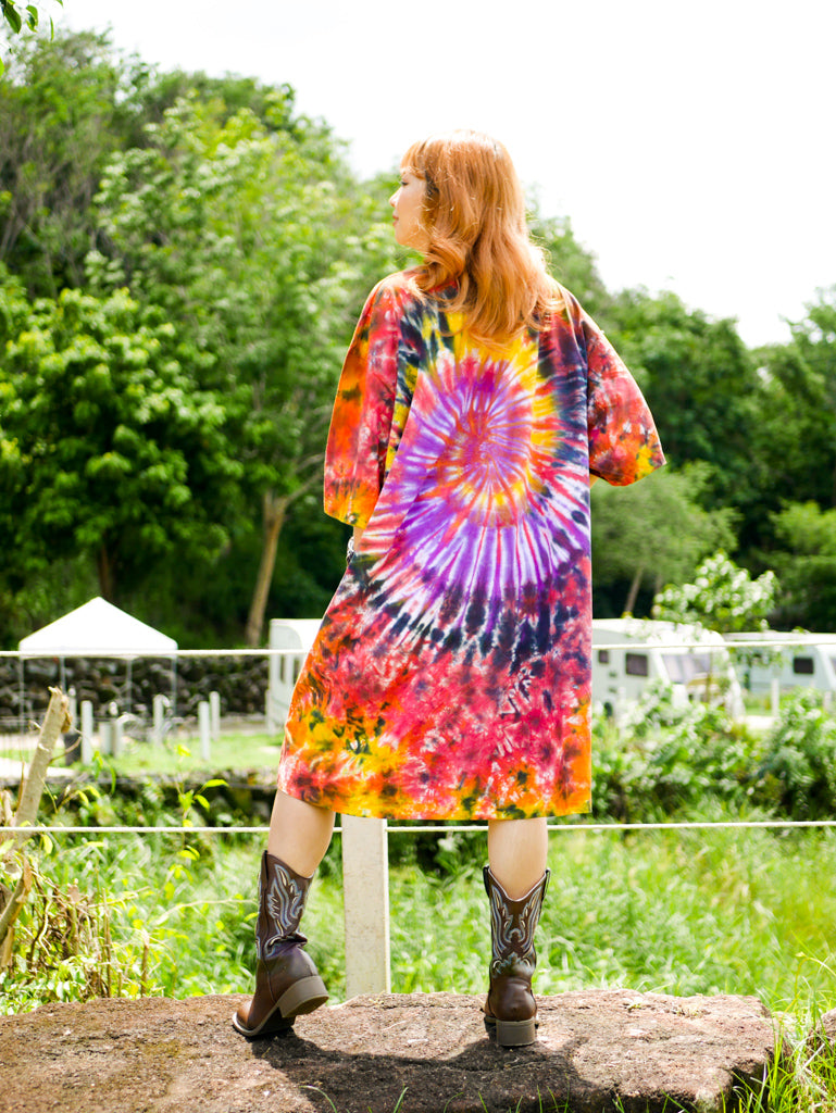 Phoenix Swirl Boho Hippie Oversized Cotton Tunic Shirt Dress