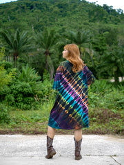 Nebula Burst Boho Hippie Oversized Cotton Tunic Shirt Dress