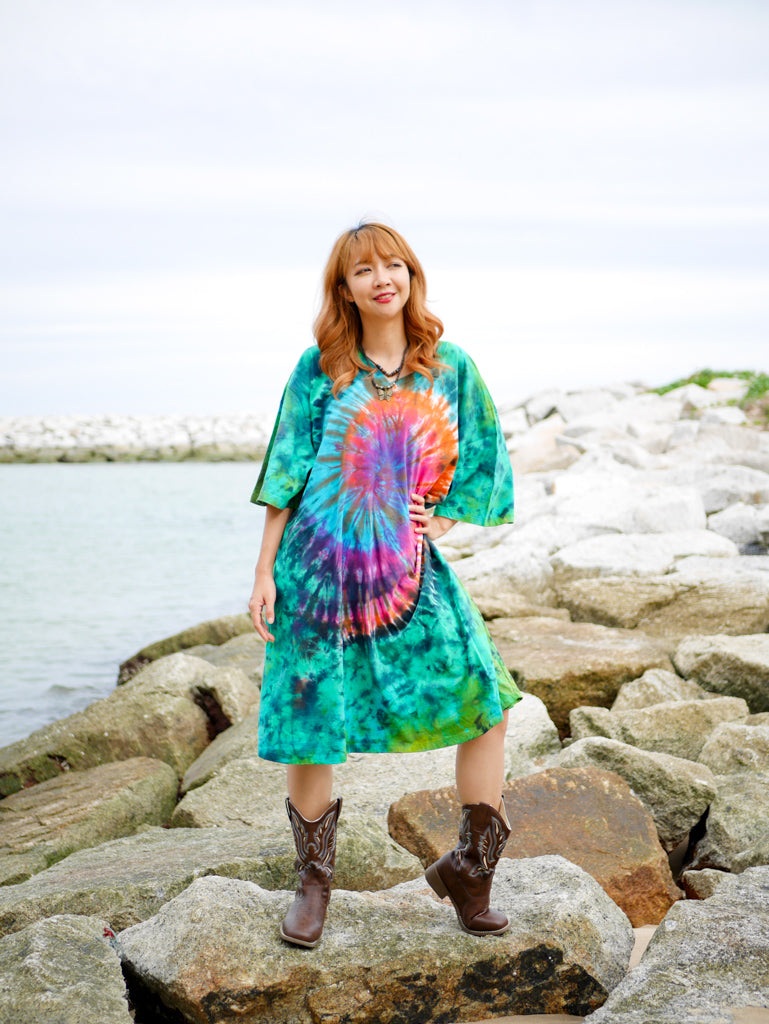Mystic Meadow Boho Hippie Oversized Cotton Tunic Shirt Dress
