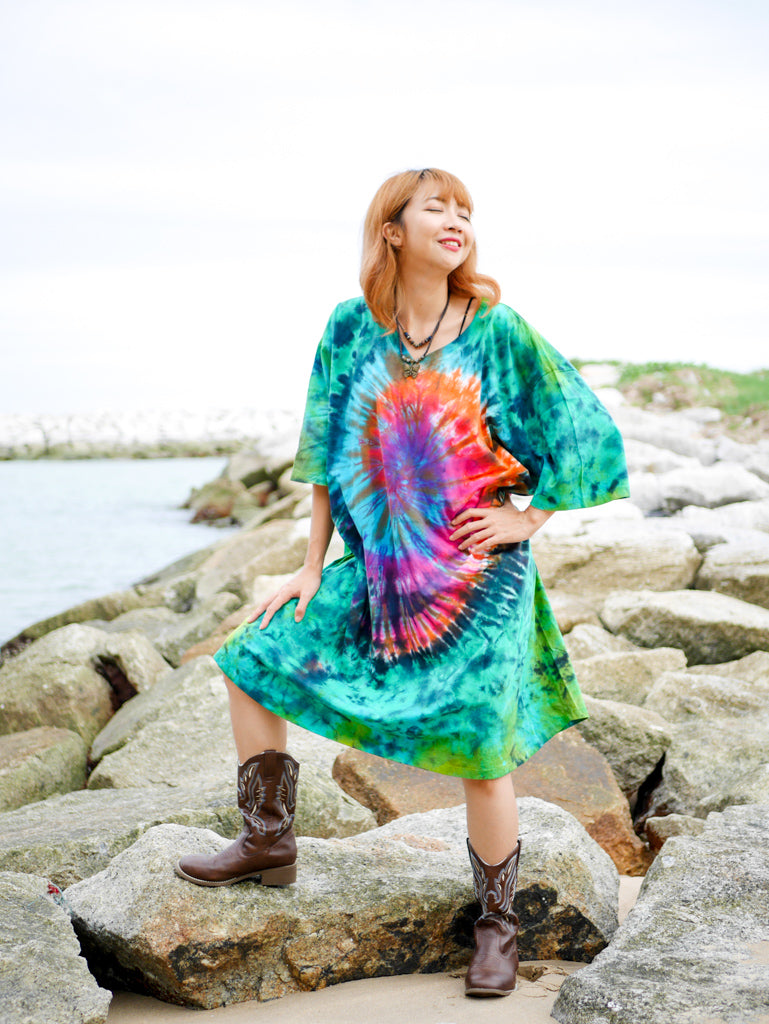 Mystic Meadow Boho Hippie Oversized Cotton Tunic Shirt Dress