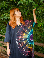 Midnight Aurora Boho Hippie Oversized Cotton Tunic Shirt Dress