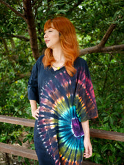 Midnight Aurora Boho Hippie Oversized Cotton Tunic Shirt Dress