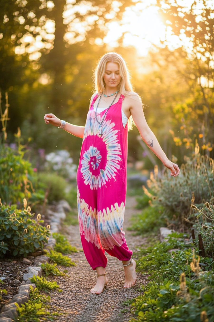 Pink Bloom Dungarees Jumpsuit