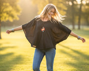 Black Organic Raw Cotton Gauze Blouse | Boho Minimalist