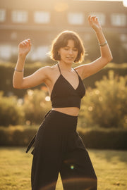 Black Halter Crop Top – Boho Summer Essential