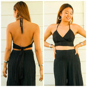 Black Halter Crop Top – Boho Summer Essential