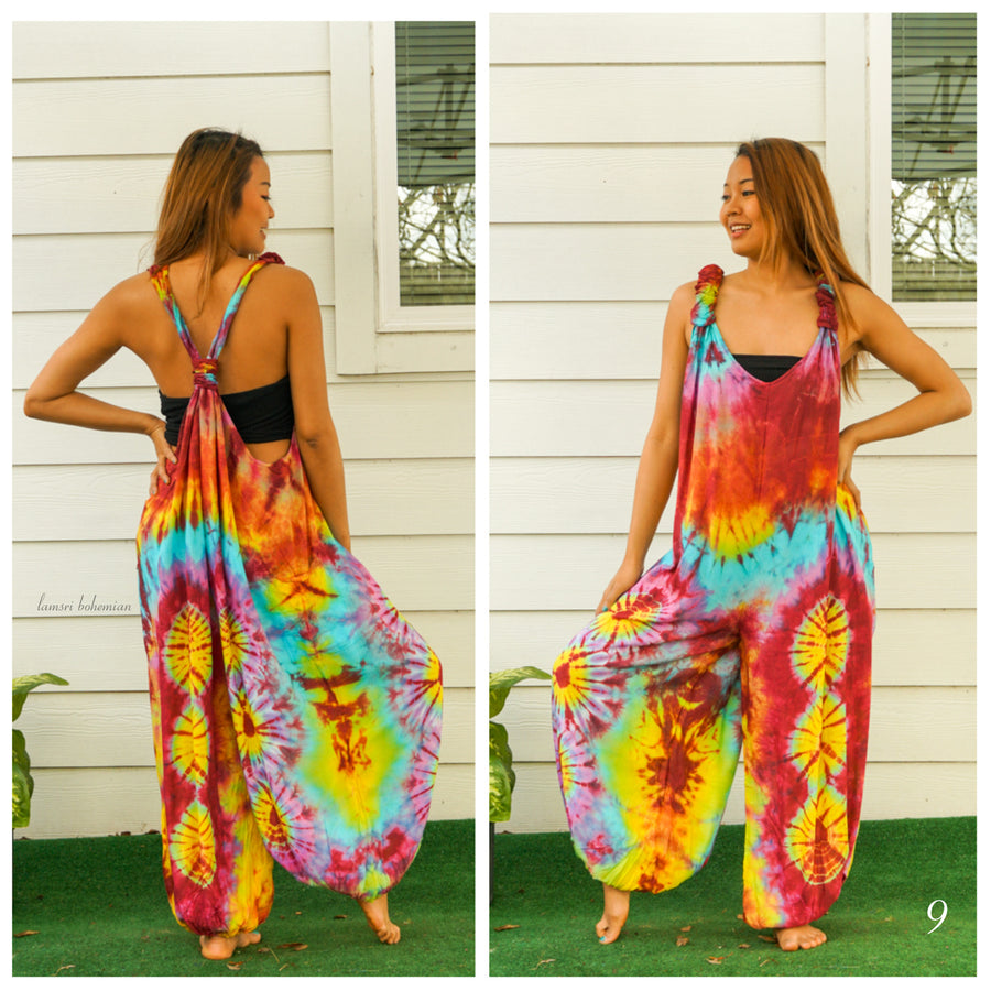 Gonden Horizon Hand Dyed Hippie Racerback Dungarees Jumpsuit Romper