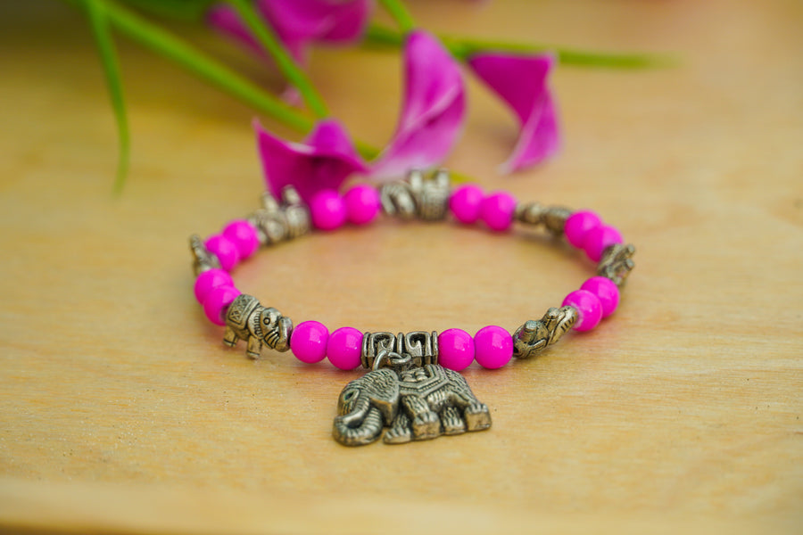 Pink Elephant Charm Bracelet