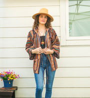 Color Weave Cover Up Hooded Jacket Cardigan with Pockets