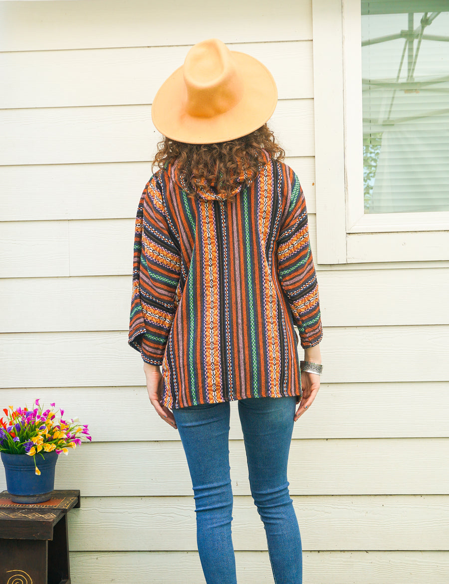 Color Weave Cover Up Hooded Jacket Cardigan with Pockets