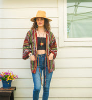 Ethnic Flair Cover Up Hooded Jacket Cardigan with Pockets