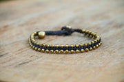 Minimalist Double-Strand Brass Beaded Bracelet