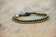 Minimalist Double-Strand Brass Beaded Bracelet