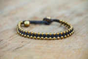 Minimalist Double-Strand Brass Beaded Bracelet