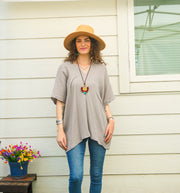 Kaftan Top – Stone Taupe | Organic Double Gauze Cotton