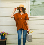 Terracotta Rust Double Gauze Kaftan Top