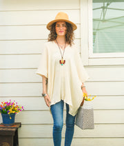 Soft Ivory Double Gauze Kaftan Top