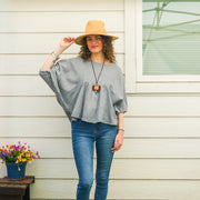 Light Gray Raw Natural Cotton Gauze Boho Minimalist Blouse