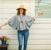 Light Gray Raw Natural Cotton Gauze Boho Minimalist Blouse