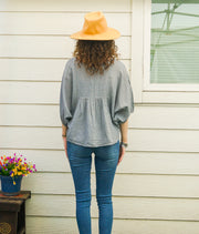 Light Gray Raw Natural Cotton Gauze Boho Minimalist Blouse