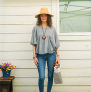 Light Gray Raw Natural Cotton Gauze Boho Minimalist Blouse