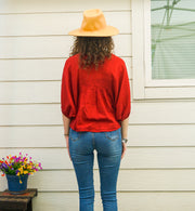 Burgundy Raw Natural Cotton Gauze Boho Minimalist Blouse