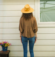 Brown Raw Natural Cotton Gauze Boho Minimalist Blouse