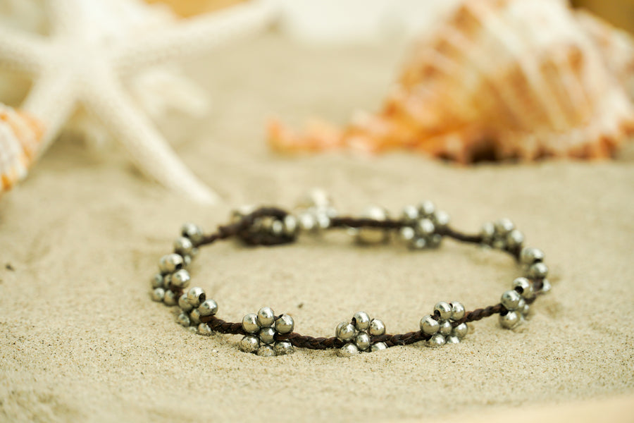Floral Bead Bracelet – Silver | Minimal Boho Style