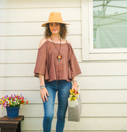 Dusty Rose Organic Cotton Gauze Kimono Blouse