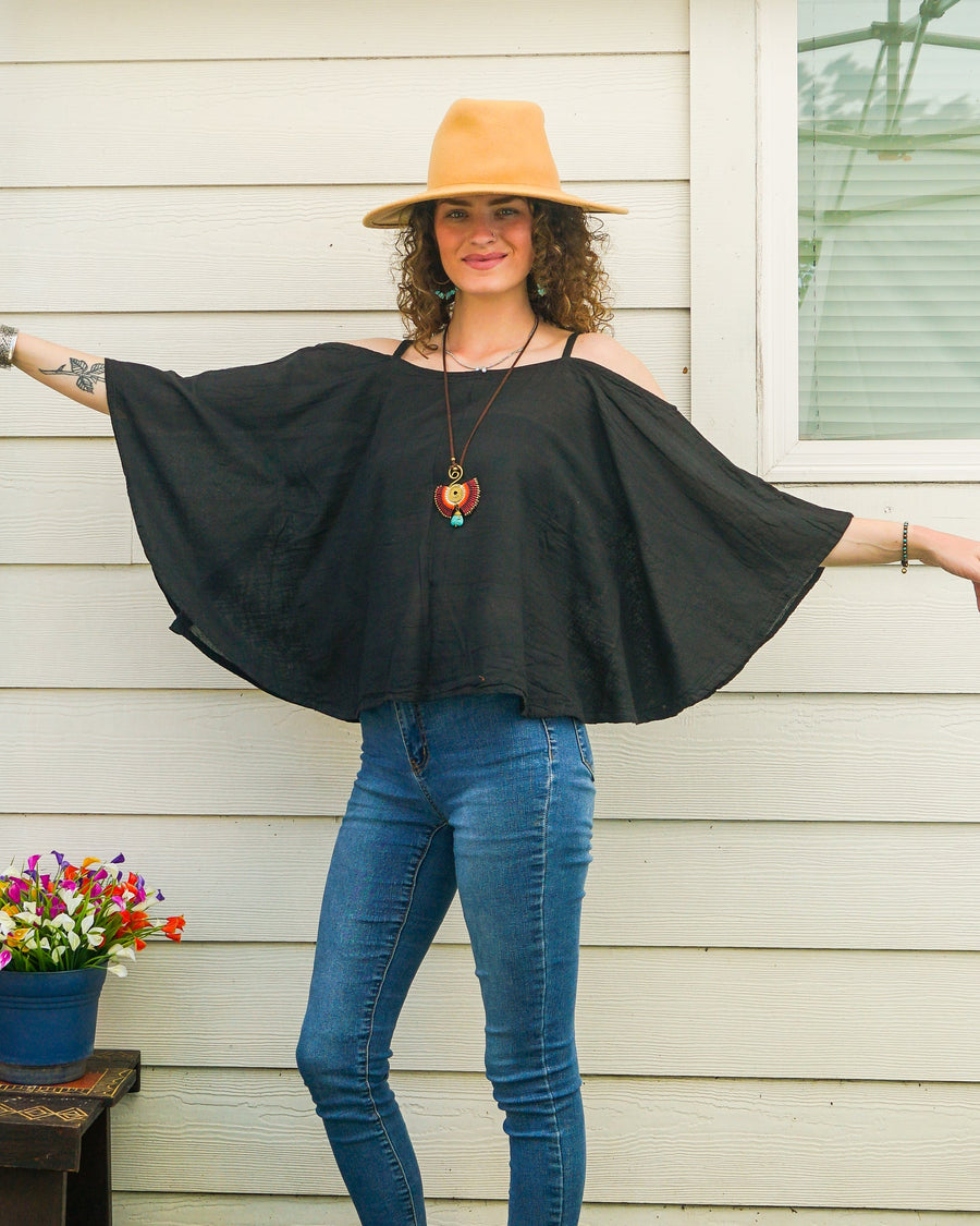Black Gauze Flow Top