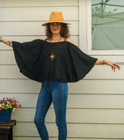 Black Gauze Flow Top