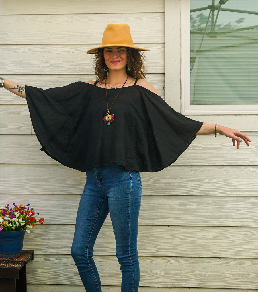 Black Gauze Flow Top