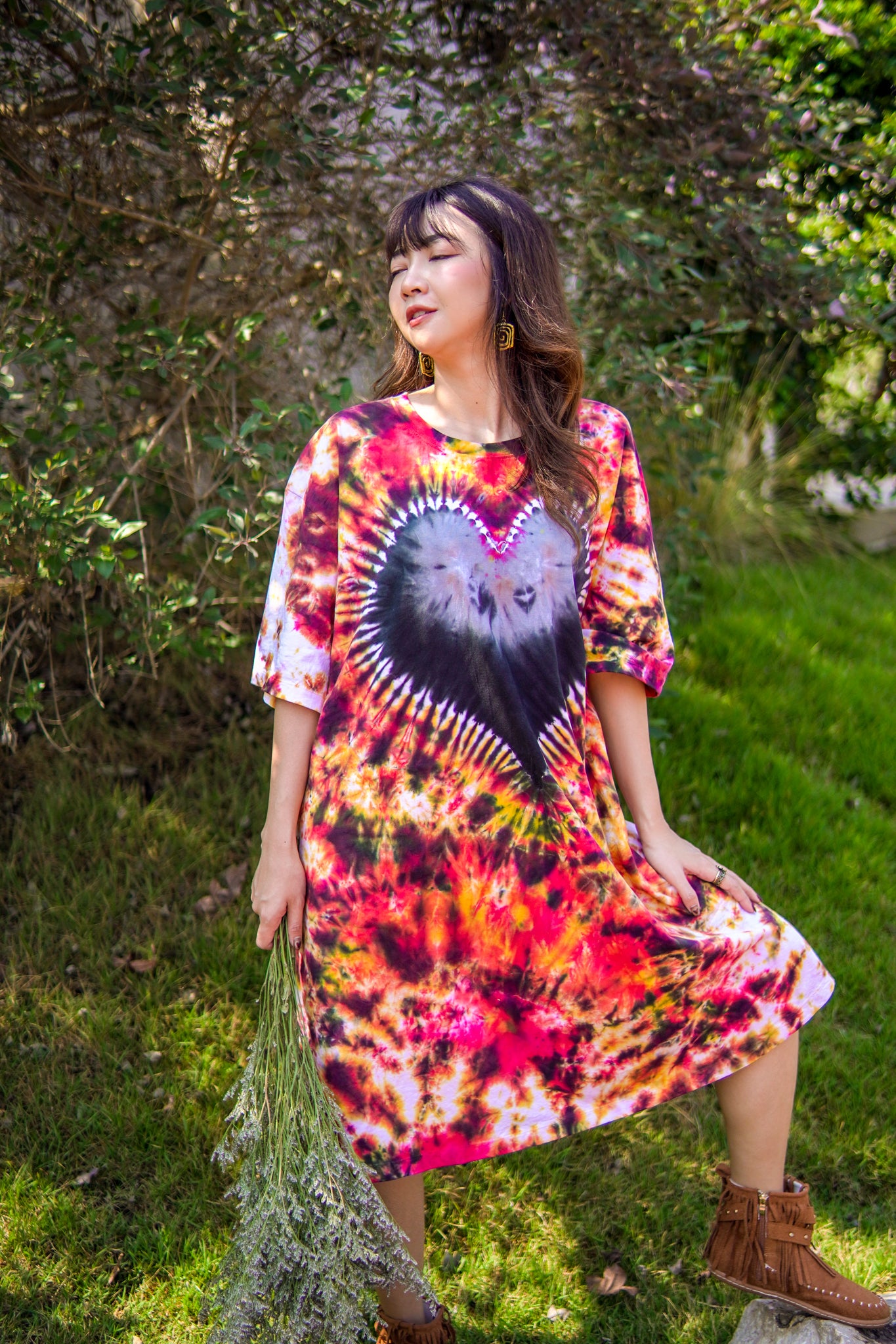 Rustic Love Hand Dyed Boho Cotton Dress with Pockets