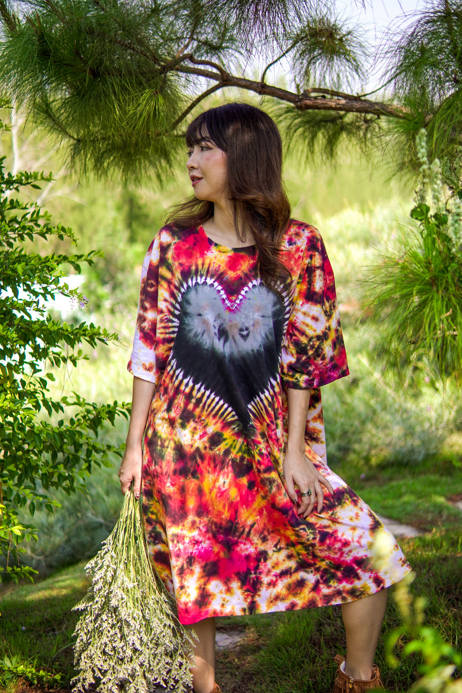Rustic Love Hand Dyed Boho Cotton Dress with Pockets