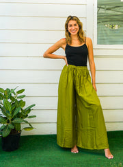 Lime Green Wide Leg Palazzo Pants