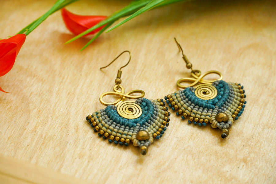 Ocean Mist Spiral Macramé Boho Earrings