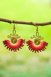 Blush Flame Spiral Micro Macrame Boho Earrings