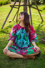 Meadow Peace Hand Dyed Boho Cotton Dress with Pockets