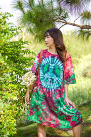 Meadow Peace Hand Dyed Boho Cotton Dress with Pockets