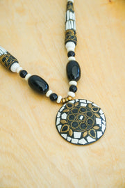 Black & Ivory Mosaic Statement Necklace