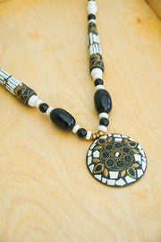 Black & Ivory Mosaic Statement Necklace