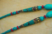 Turquoise & Coral Mosaic Statement Necklace