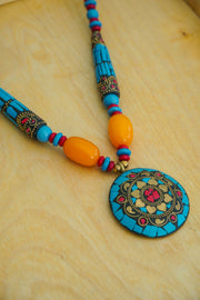 Turquoise & Amber Mosaic Statement Necklace