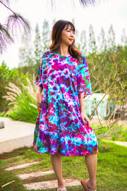 Painted Sky Hand Dyed Boho Cotton Dress with Pockets