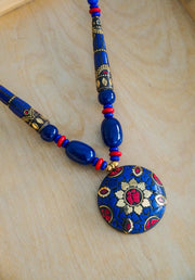 Cobalt Blue Mosaic Statement Necklace