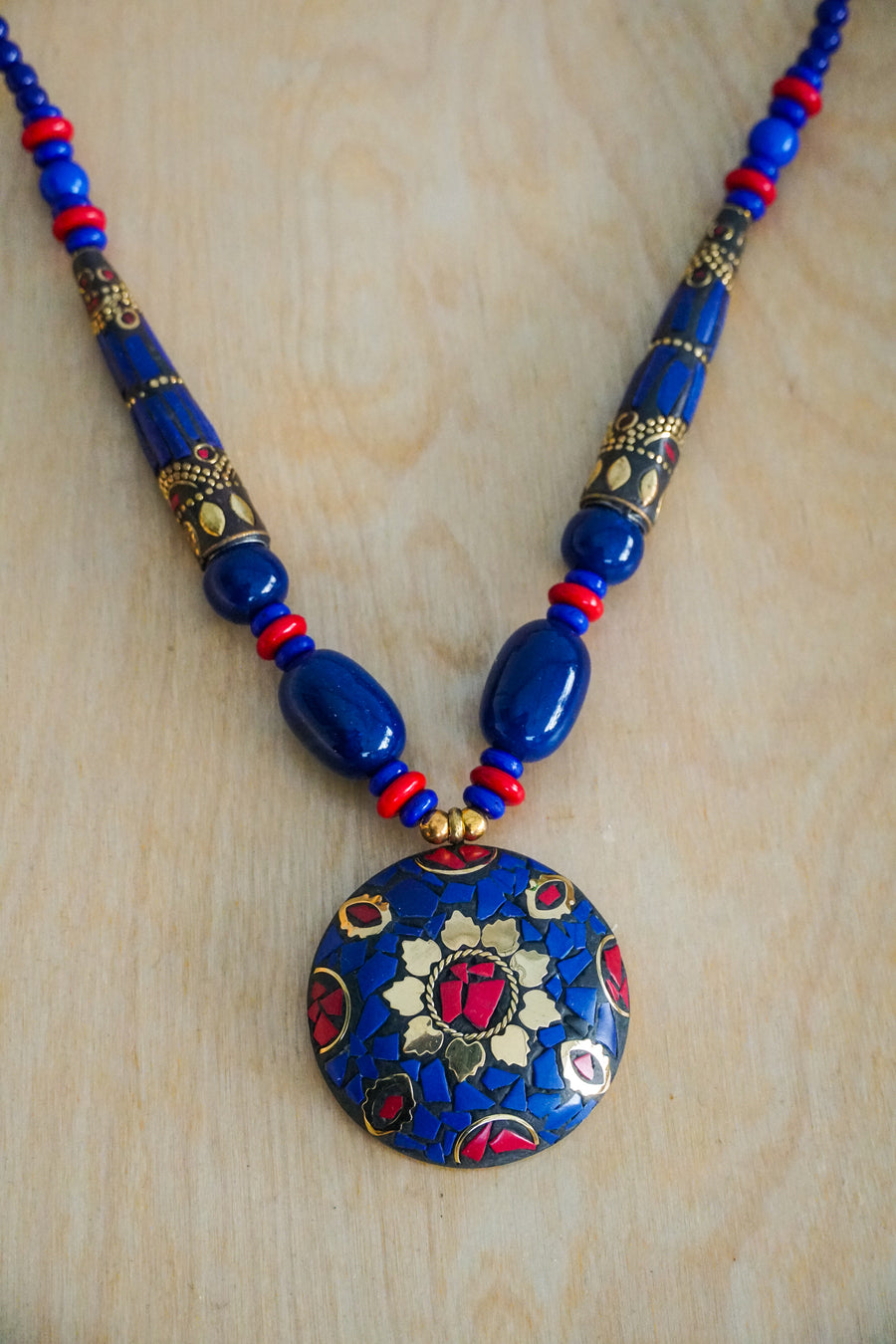 Cobalt Blue Mosaic Statement Necklace