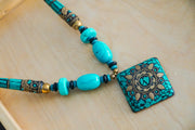 Turquoise Mosaic Diamond Statement Necklace