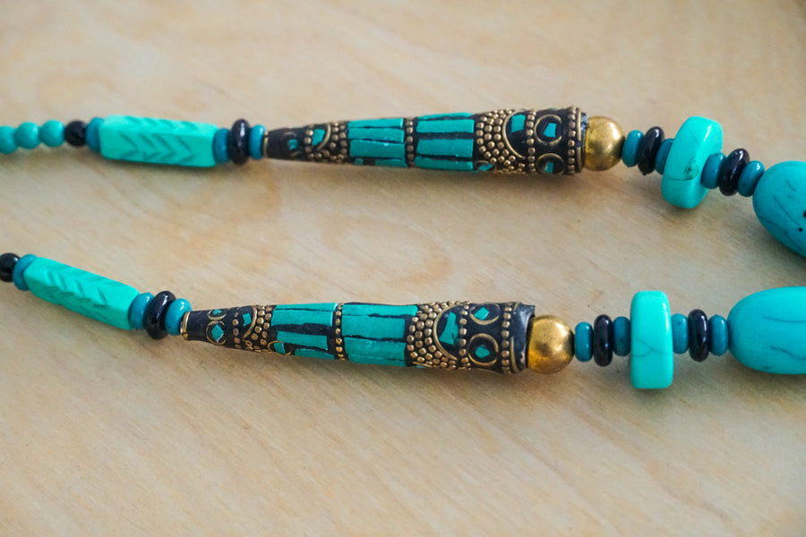 Turquoise Mosaic Diamond Statement Necklace