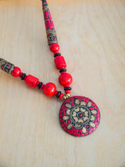 Crimson Mosaic Statement Necklace