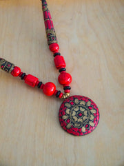 Crimson Mosaic Statement Necklace